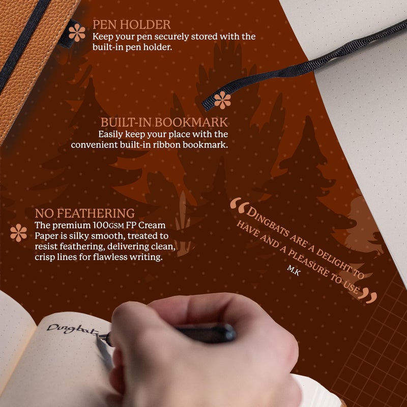 Dingbats* Notebooks Dingbats* Wildlife Plain Journal Notebook A5 - Vegan Leather Hard Cover, Ideal for Work, Travel - Pocket, Elastic Closure, Bookmark - Image 3